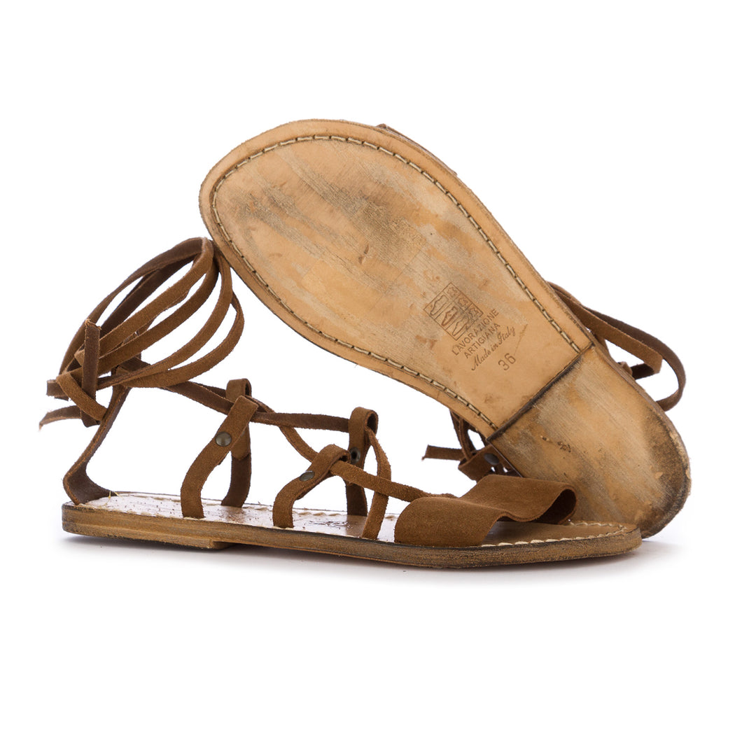 l'artigiano del cuoio womens sandals nabuk brown