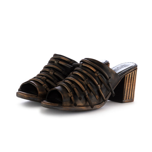 papucei womens sabot sandals leather black bronze