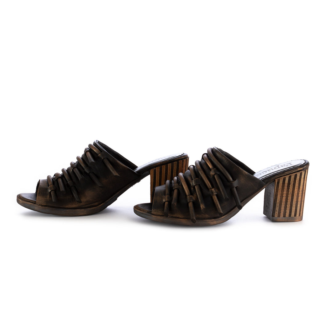 papucei womens sabot sandals leather black bronze