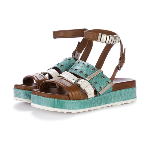 mjus womens sandals brown white turquoise