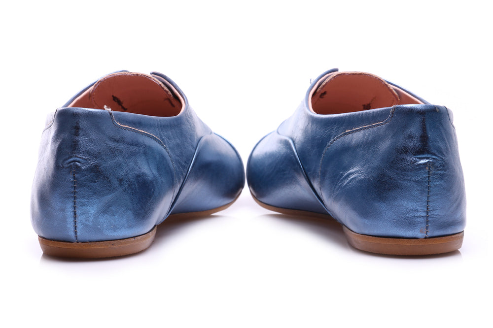 POPS womens light blue leather Flat shoes 