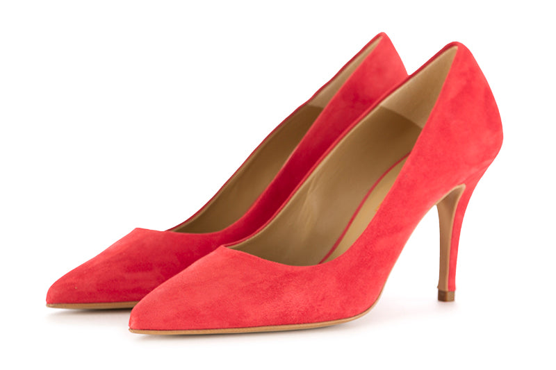 CRISPI womens coral red suede leather Pumps 