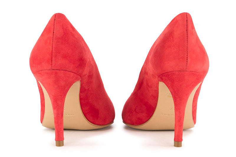 CRISPI womens coral red suede leather Pumps 