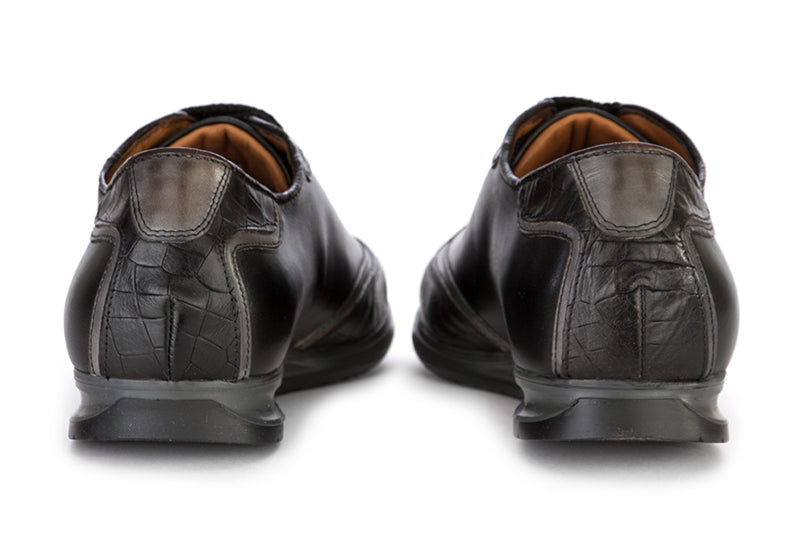 100% FATTO IN ITALIA mens carbon black Flat shoes 