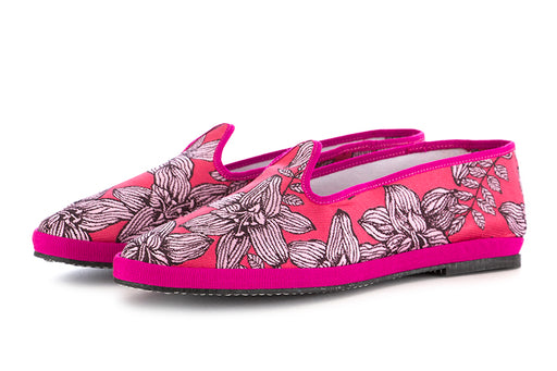 Miez womens flat shoes fuxia cotton