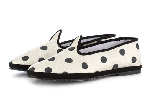 Miez womens flat shoes white black polkadots