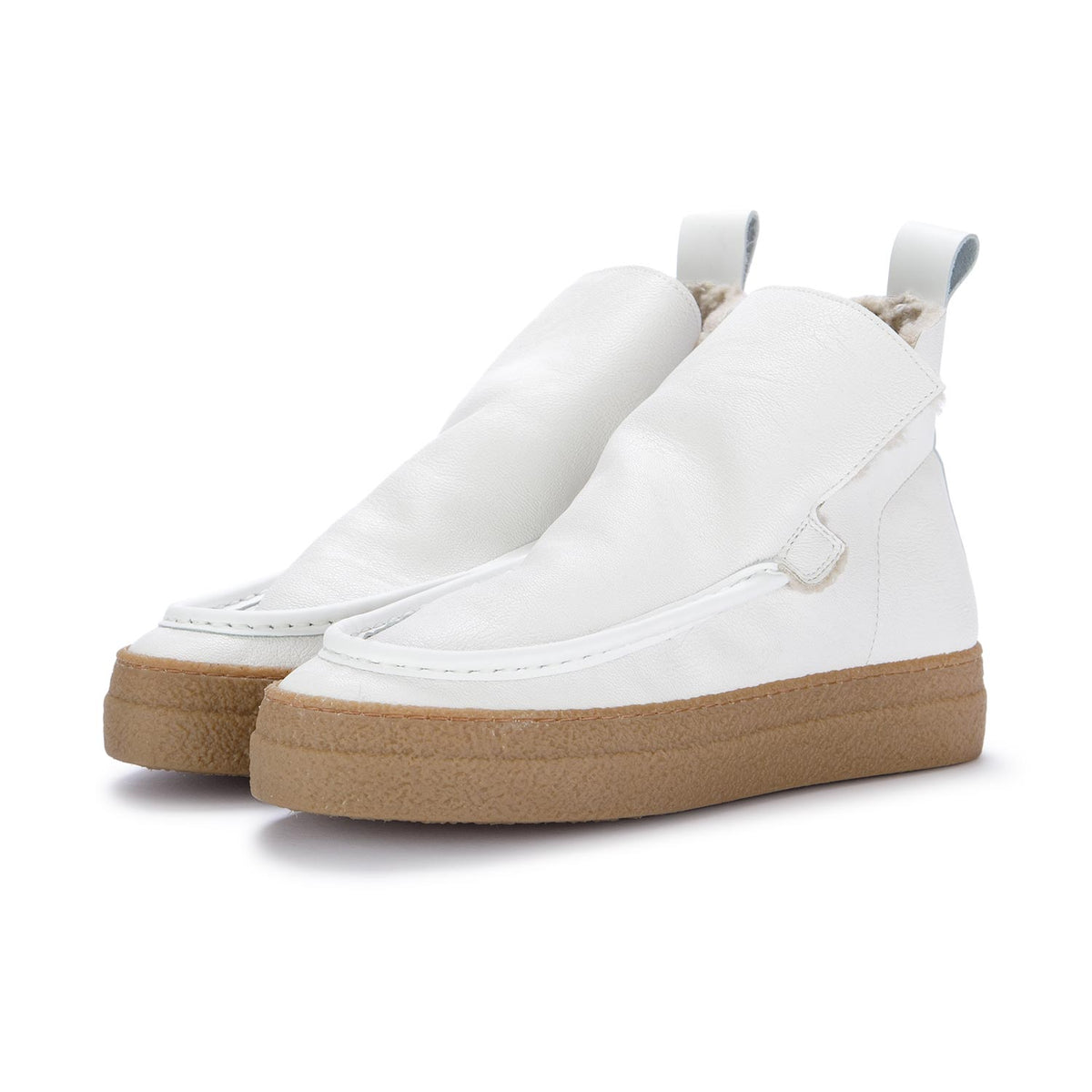BOOTS LEATHER A 75 AVIATOR BIANCO SLIP ON — MODEMOUR