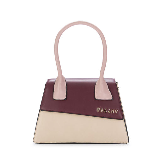 bagghy handbag beige bordeaux pink