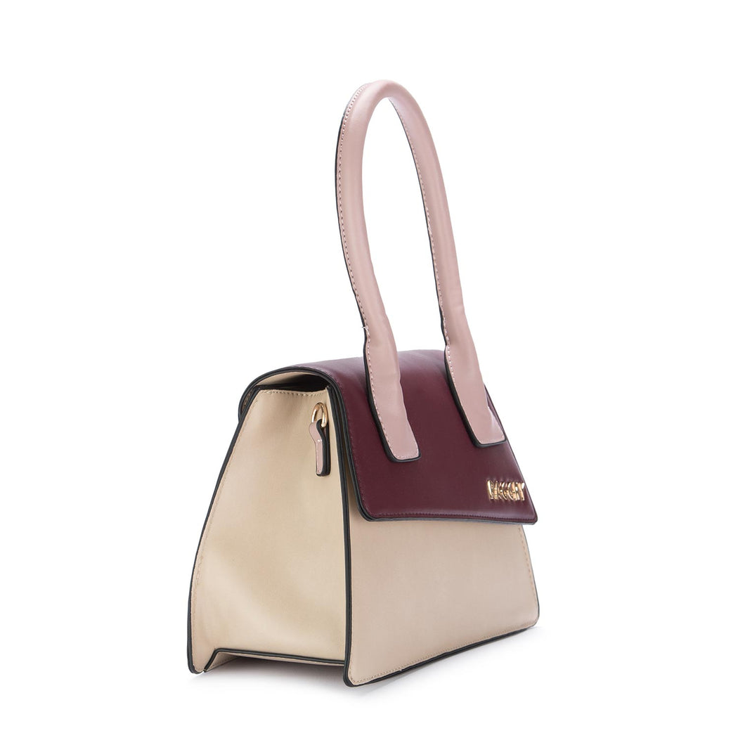 bagghy handbag beige bordeaux pink