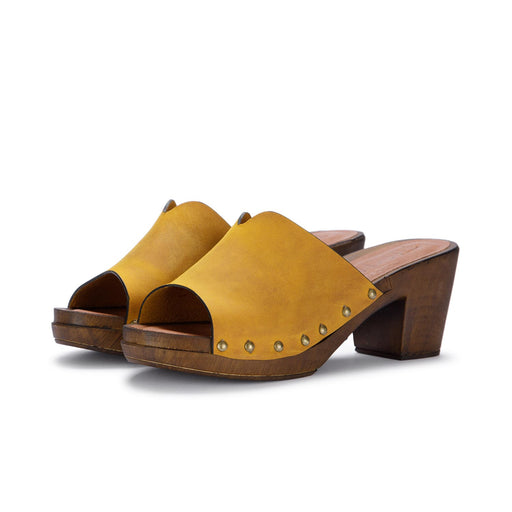 tuscia womens heeled sandals yellow