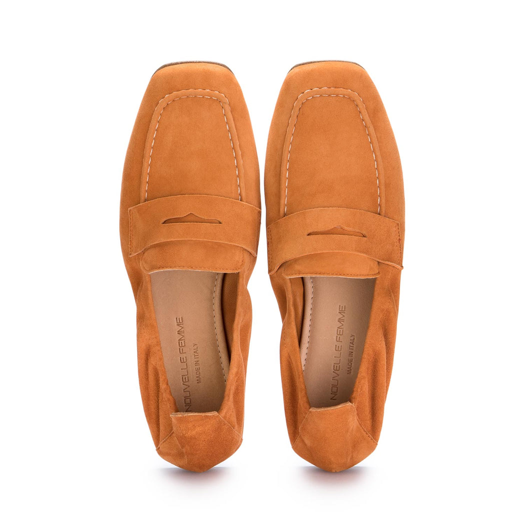 nouvelle femme orange suede loafers 
