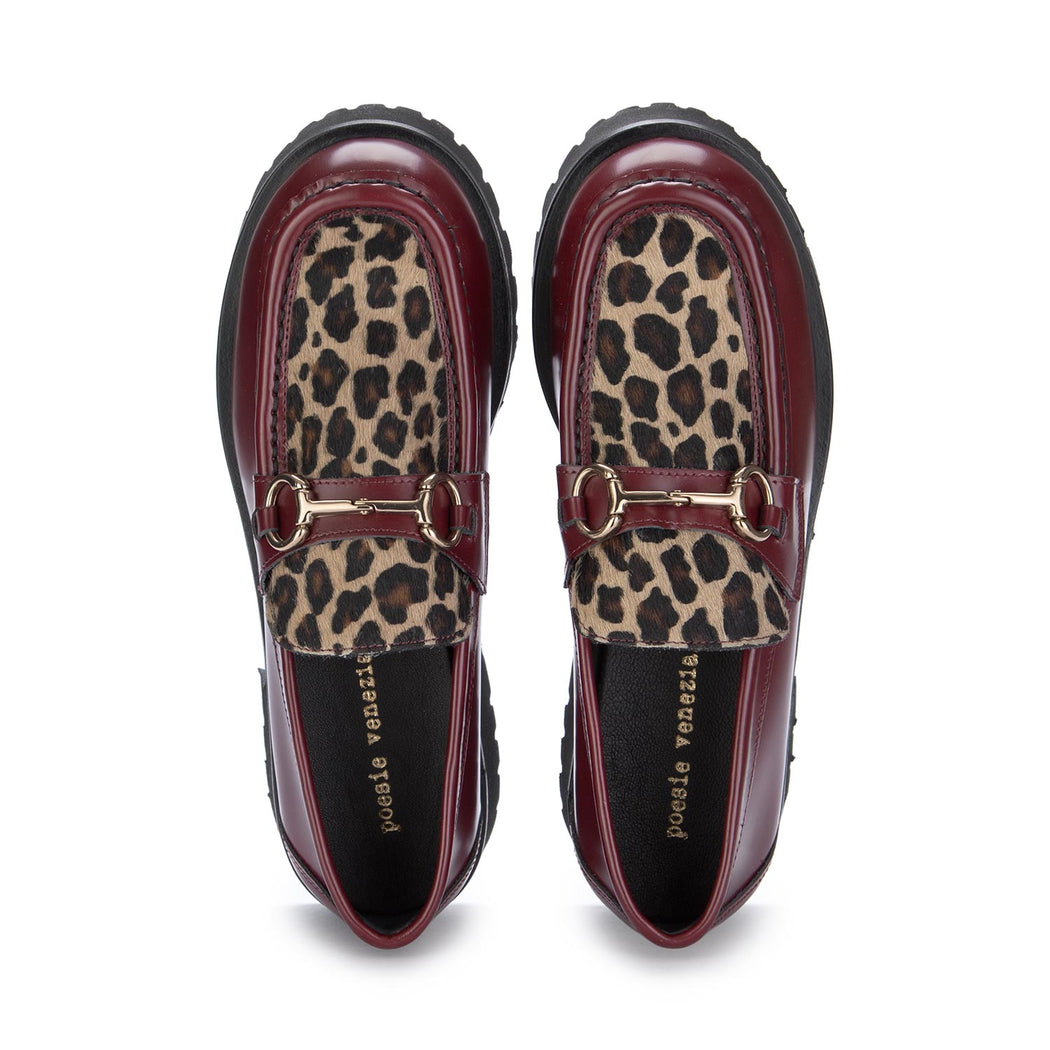 poesie veneziane loafers bordeaux leopard