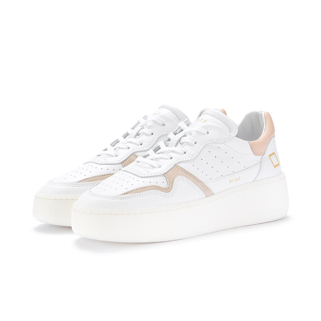 date womens sneakers step calf white pink