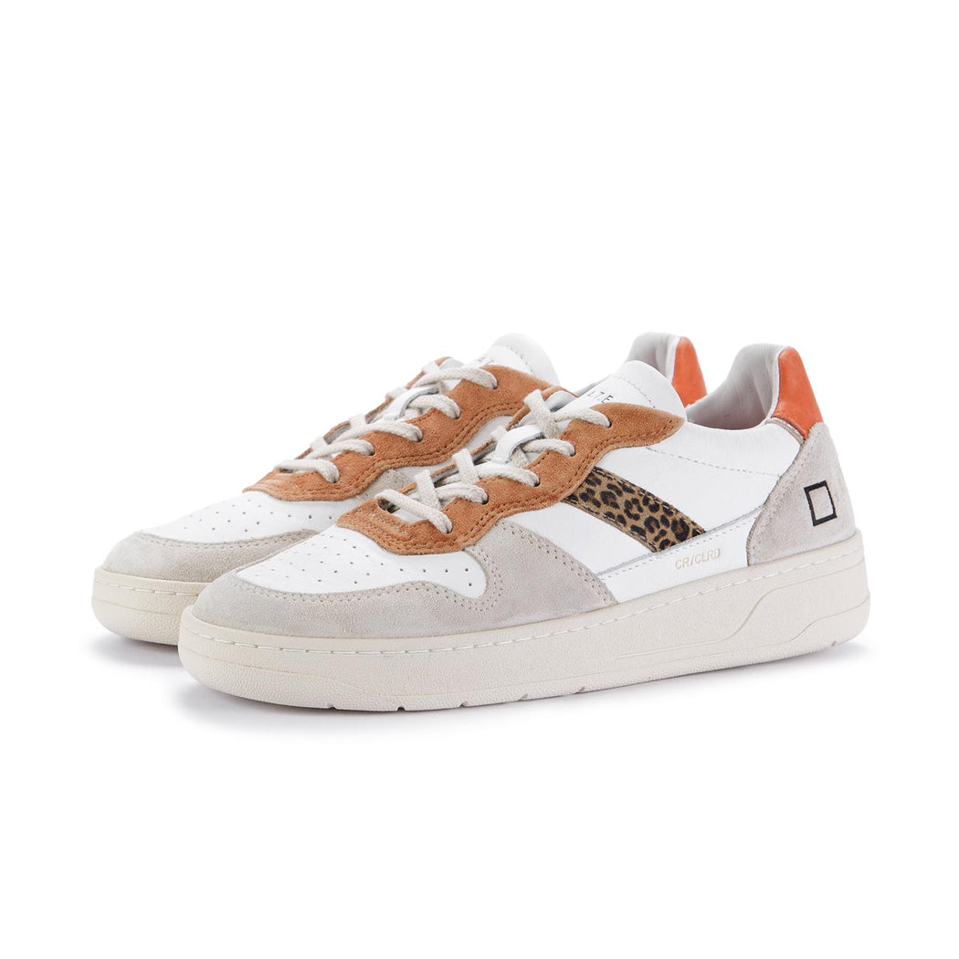 date womens sneakers court white orange