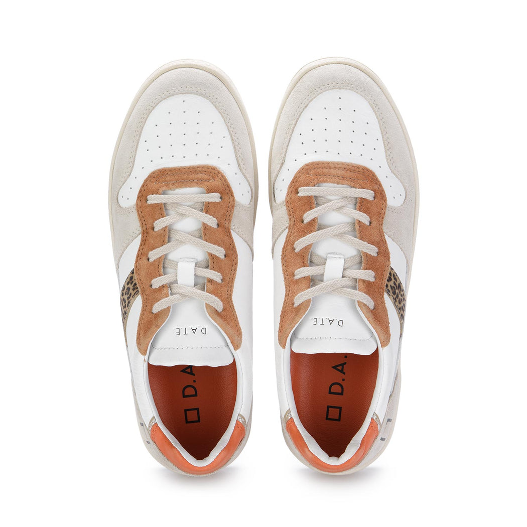 date womens sneakers court white orange