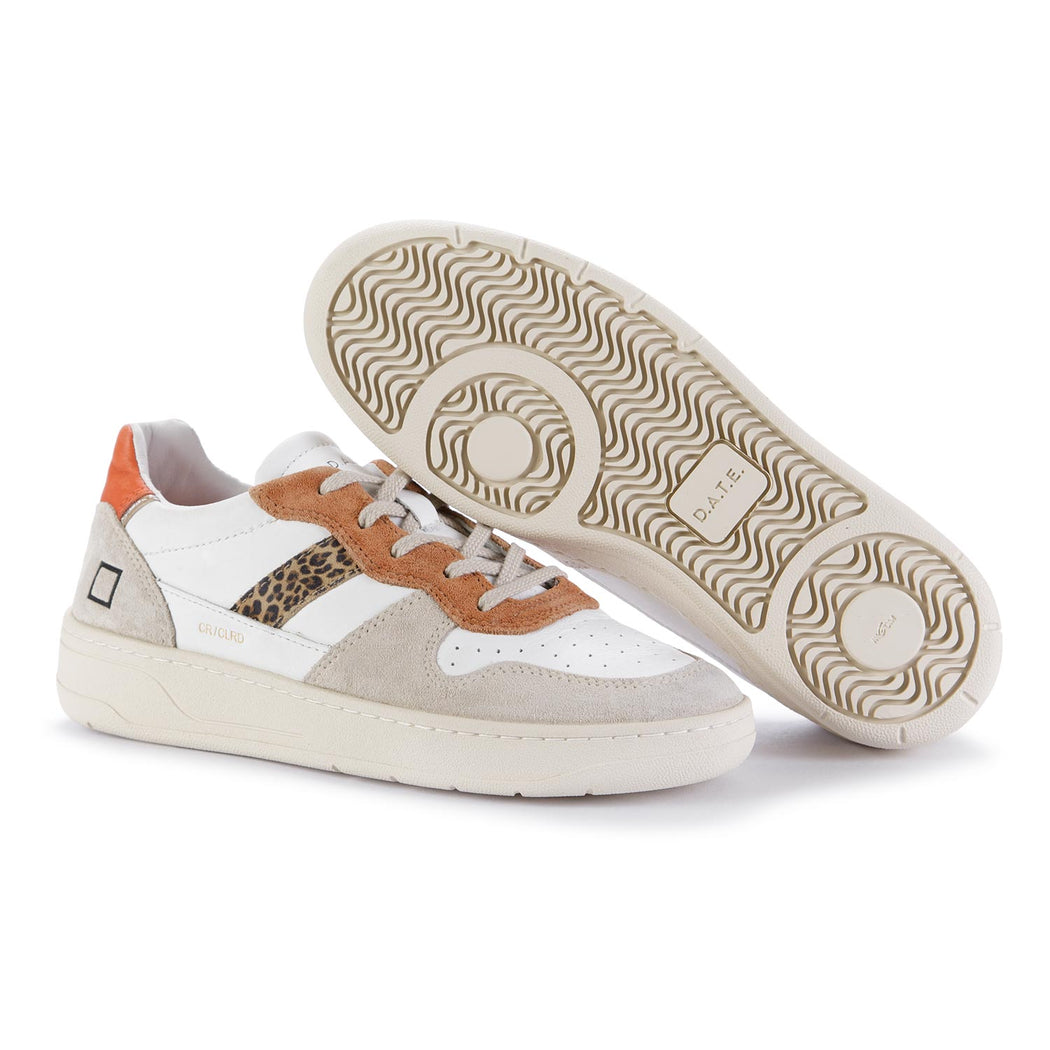 date womens sneakers court white orange