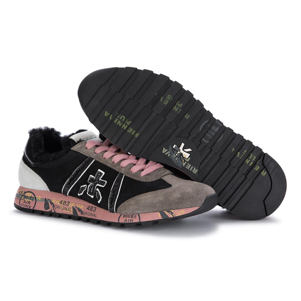 premiata womens sneakers lucy black pink