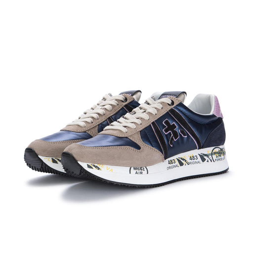 premiata womens sneakers tris blue beige