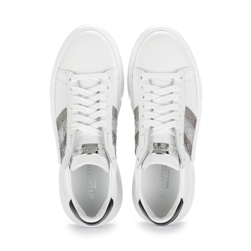 stokton womens sneakers white silver